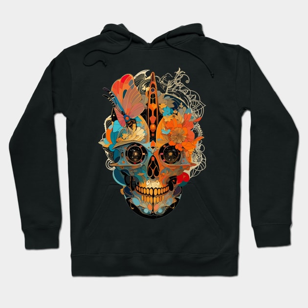 Halloween Spooky Season Day of the Dead Butterfly Skull Hoodie by DanielLiamGill